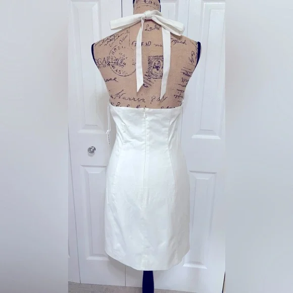 STAUD NWT Haven Cotton Off White Ivory Backless Halter Mini Dress Size 4 - Picture 6 of 10